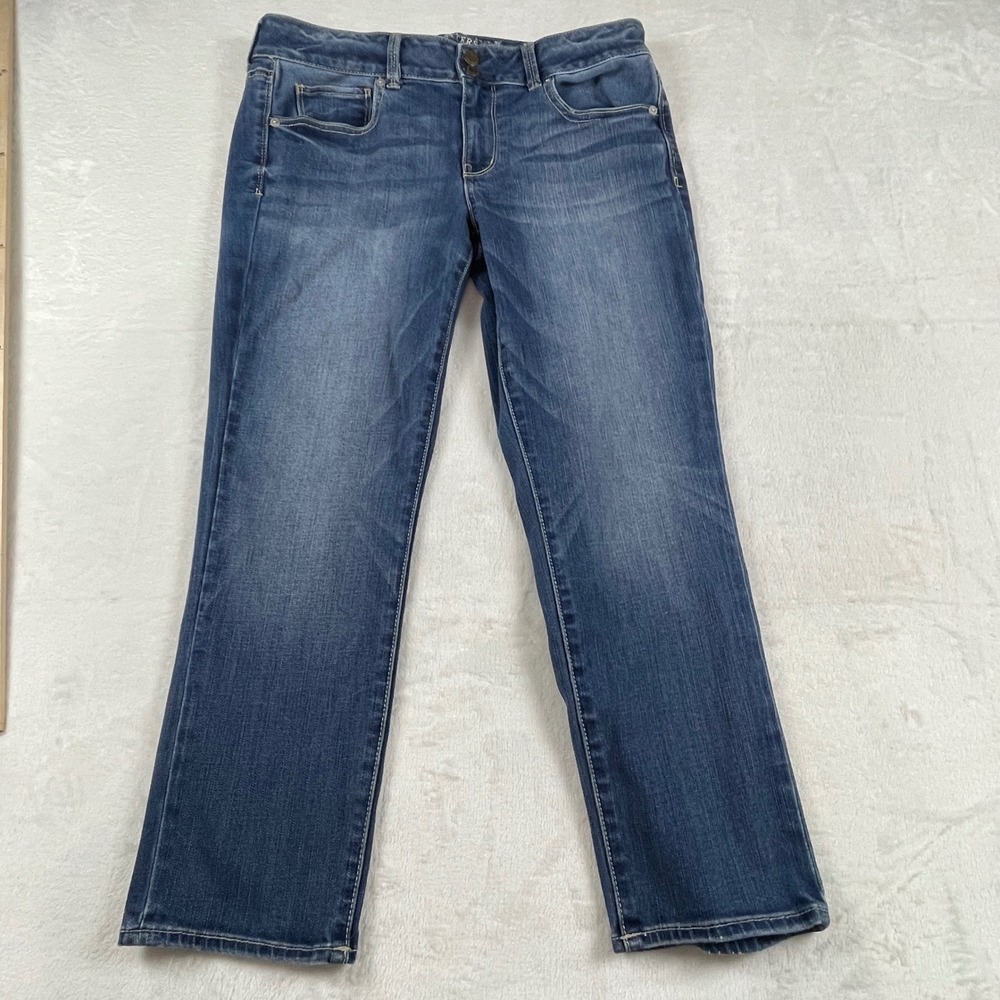 American Eagle Artist Crop Super Stretch Jeans Blue Denim Womens Size 12 Regular